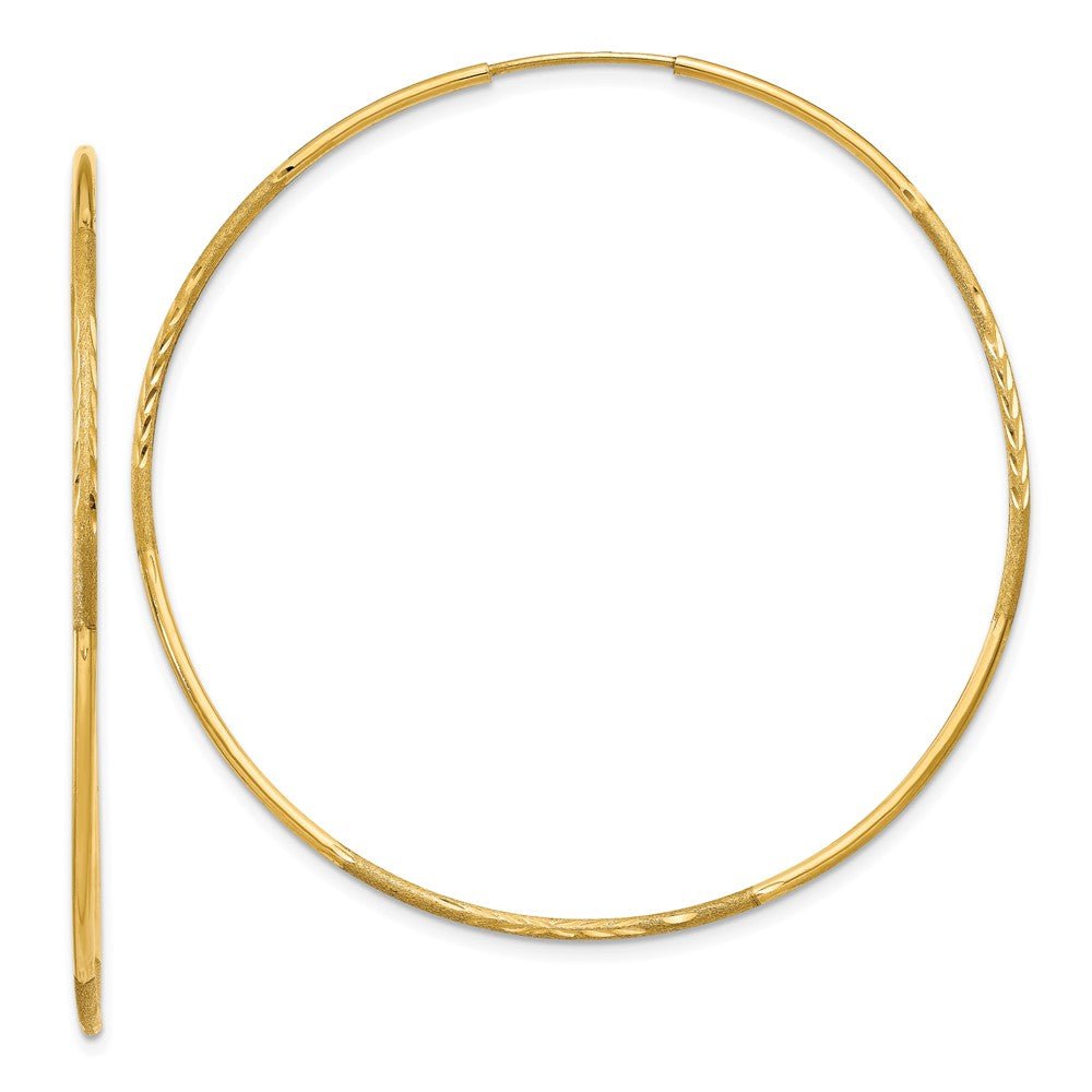 1.25mm, 14k Gold, Diamond-cut Endless Hoops, 54mm (2 1/8 Inch), Item E9378-54 by The Black Bow Jewelry Co.
