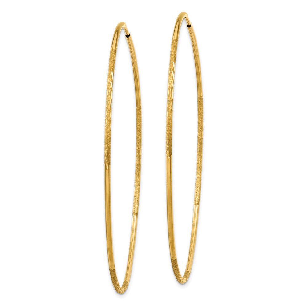 Alternate view of the 1.25mm, 14k Gold, Diamond-cut Endless Hoops, 60mm (2 3/8 Inch) by The Black Bow Jewelry Co.