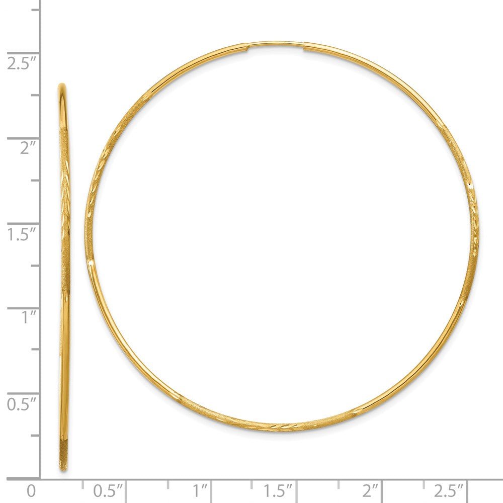 Alternate view of the 1.25mm, 14k Gold, Diamond-cut Endless Hoops, 60mm (2 3/8 Inch) by The Black Bow Jewelry Co.