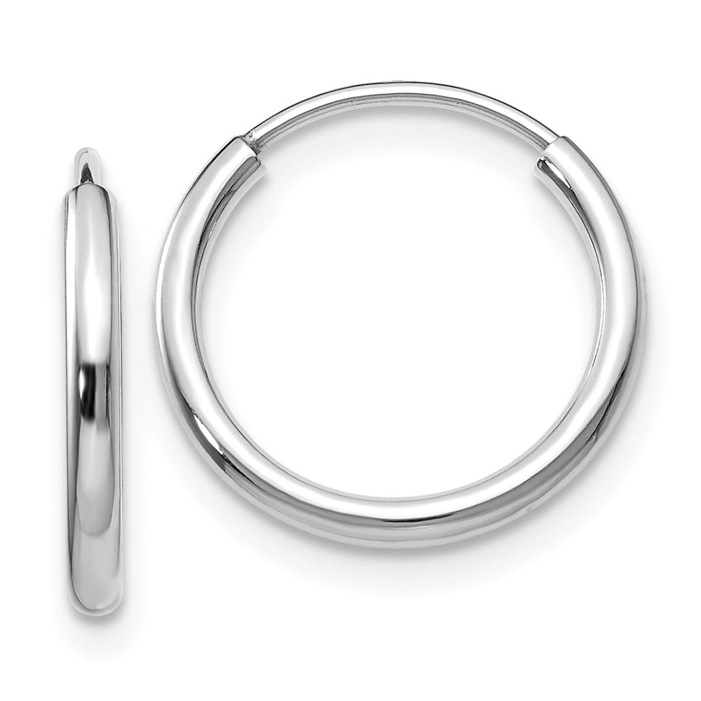 1.5mm, 14k White Gold Endless Hoop Earrings, 13mm (1/2 Inch), Item E9379-13 by The Black Bow Jewelry Co.