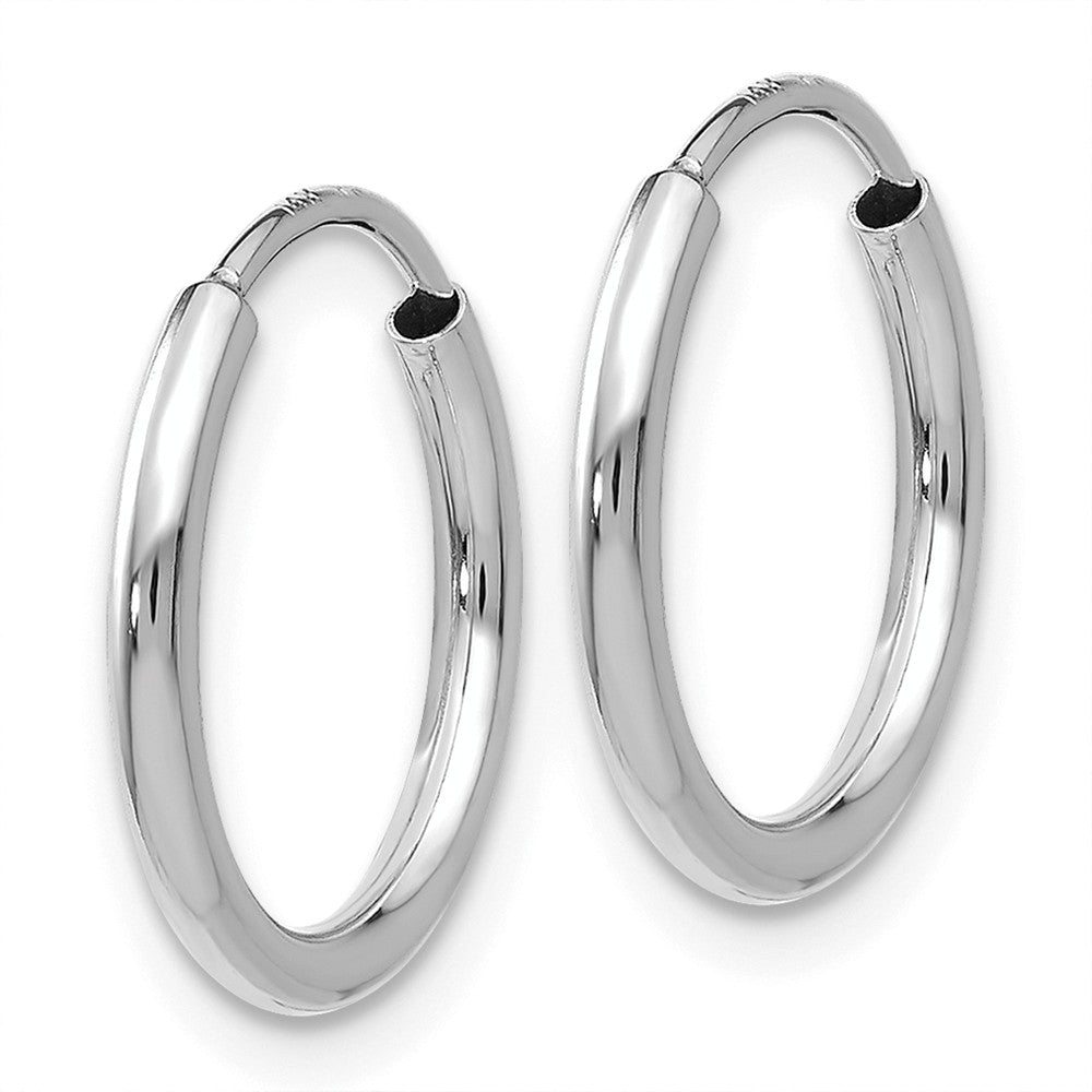 Alternate view of the 1.5mm, 14k White Gold Endless Hoop Earrings, 13mm (1/2 Inch) by The Black Bow Jewelry Co.