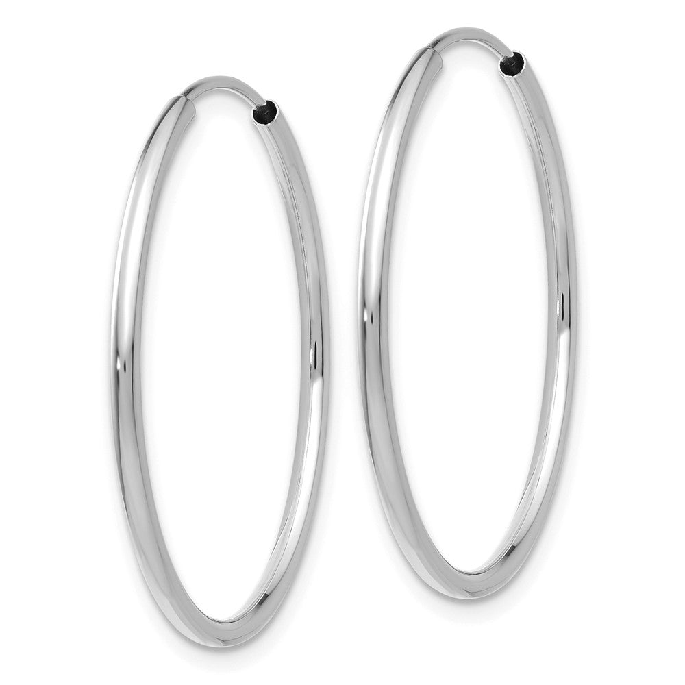 Alternate view of the 1.5mm, 14k White Gold Endless Hoop Earrings, 26mm (1 Inch) by The Black Bow Jewelry Co.