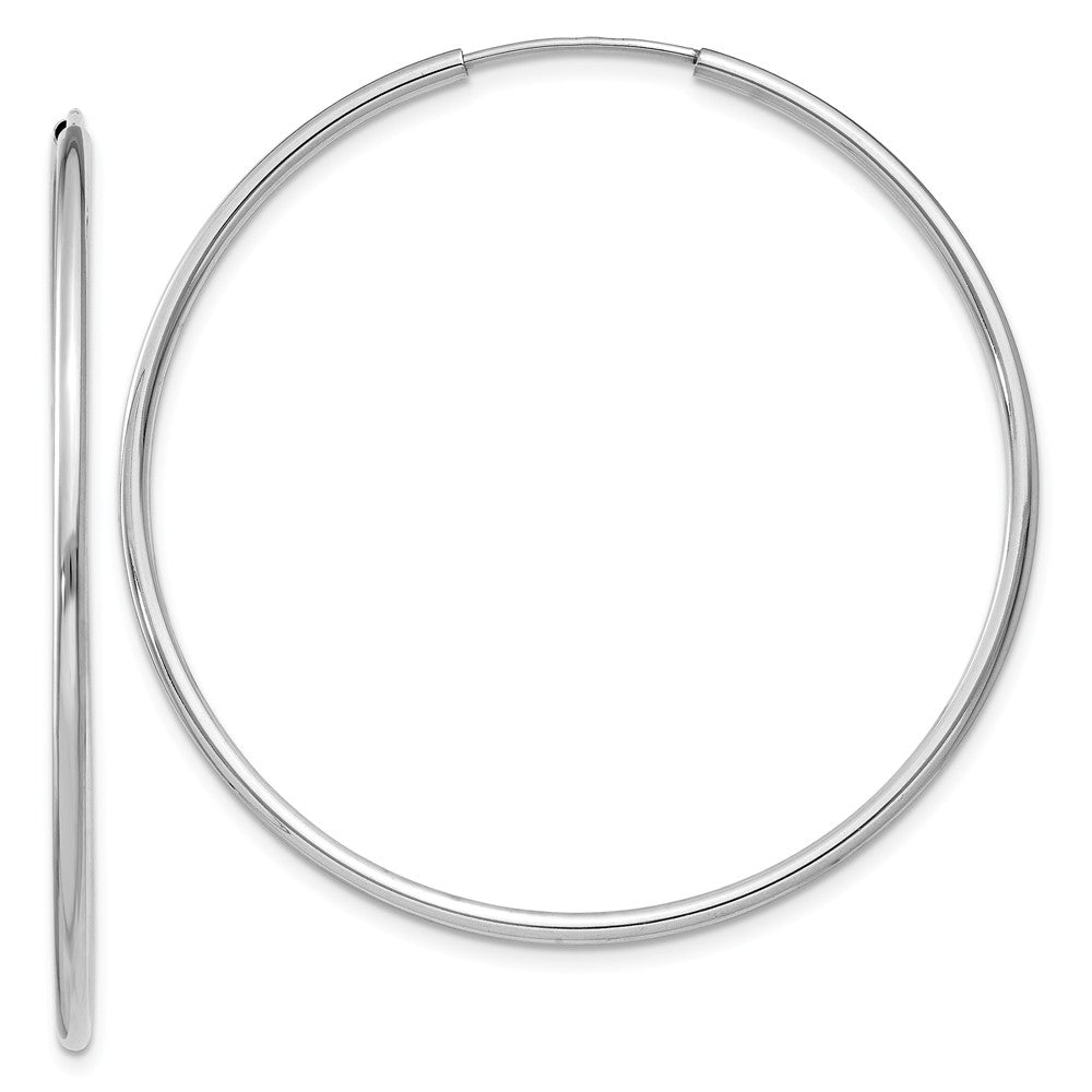 1.5mm, 14k White Gold Endless Hoop Earrings, 40mm (1 1/2 Inch), Item E9381-40 by The Black Bow Jewelry Co.