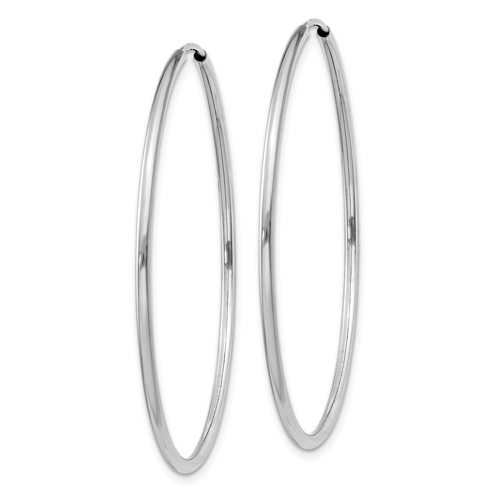 Alternate view of the 1.5mm, 14k White Gold Endless Hoop Earrings, 40mm (1 1/2 Inch) by The Black Bow Jewelry Co.