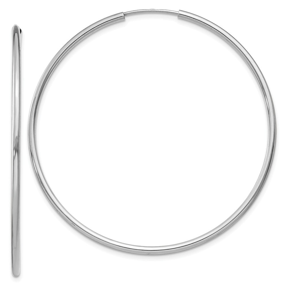 1.5mm, 14k White Gold Endless Hoop Earrings, 46mm (1 3/4 Inch), Item E9381-46 by The Black Bow Jewelry Co.