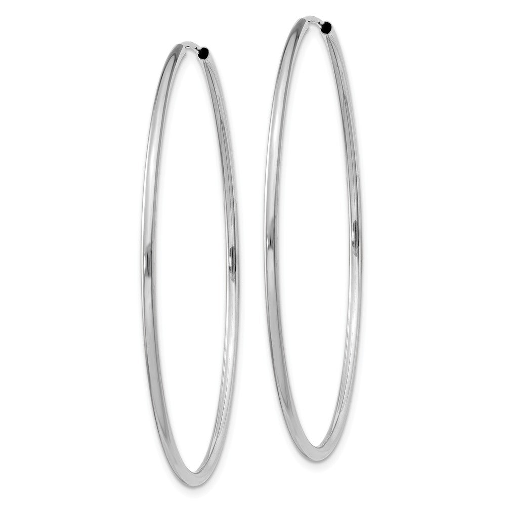 Alternate view of the 1.5mm, 14k White Gold Endless Hoop Earrings, 46mm (1 3/4 Inch) by The Black Bow Jewelry Co.