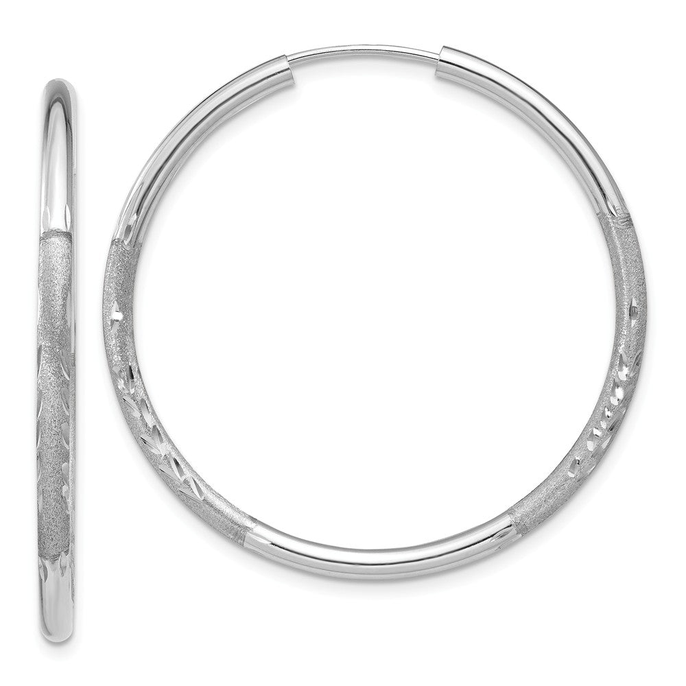 2mm, 14k White Gold, Diamond-cut Endless Hoops, 35mm (1 3/8 Inch), Item E9383-35 by The Black Bow Jewelry Co.