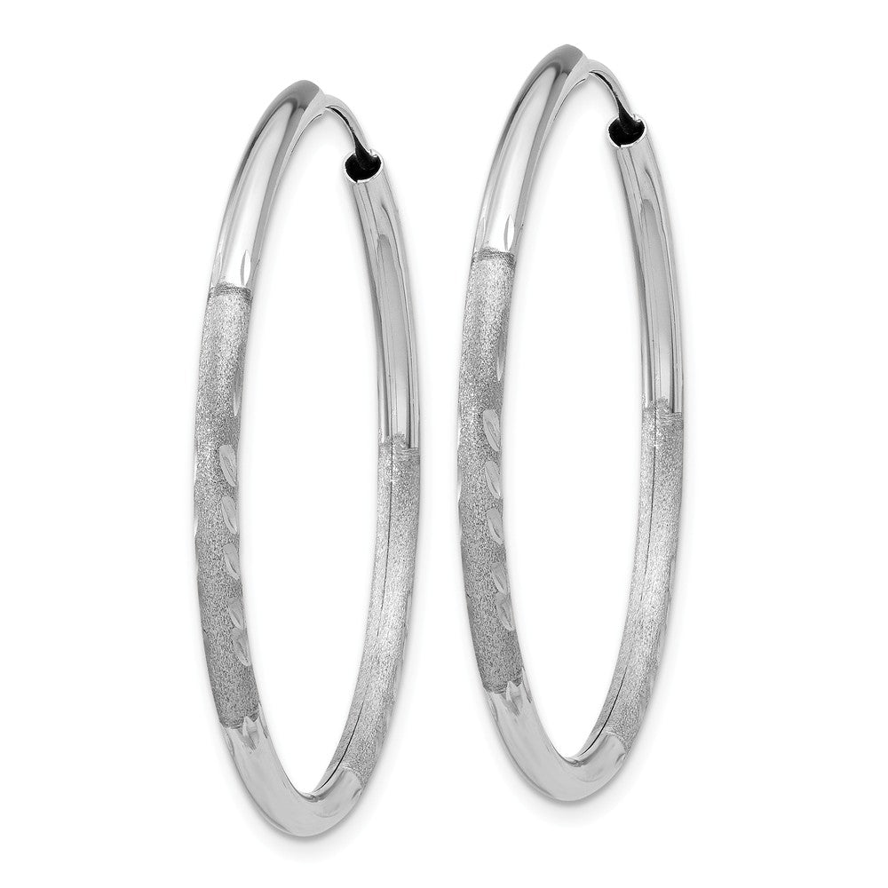 Alternate view of the 2mm, 14k White Gold, Diamond-cut Endless Hoops, 35mm (1 3/8 Inch) by The Black Bow Jewelry Co.