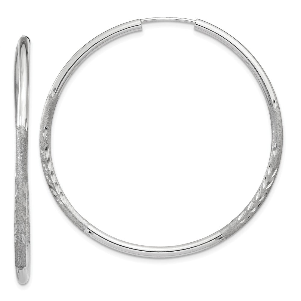 2mm, 14k White Gold, Diamond-cut Endless Hoops, 45mm (1 3/4 Inch), Item E9383-45 by The Black Bow Jewelry Co.