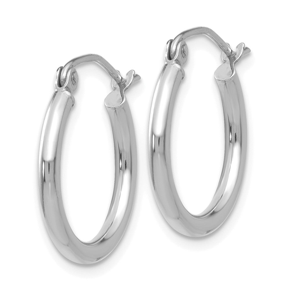 Alternate view of the 2mm, 14k White Gold Classic Round Hoop Earrings, 17mm (5/8 Inch) by The Black Bow Jewelry Co.