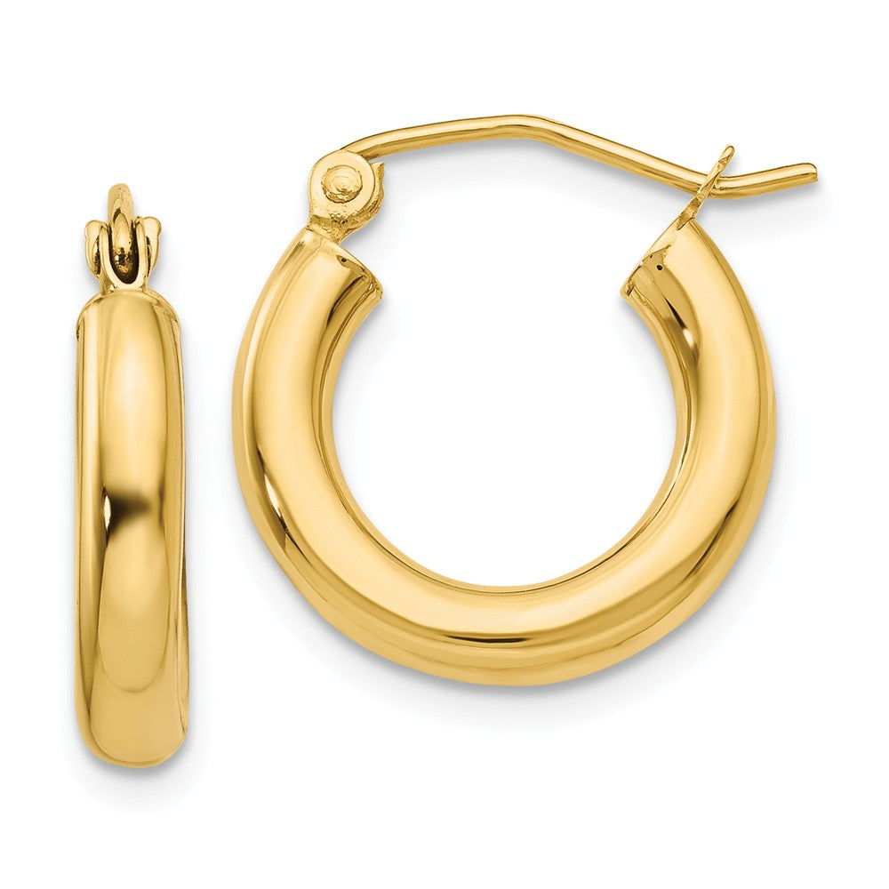 3mm, 14k Yellow Gold Classic Round Hoop Earrings, 15mm (9/16 Inch), Item E9399-15 by The Black Bow Jewelry Co.