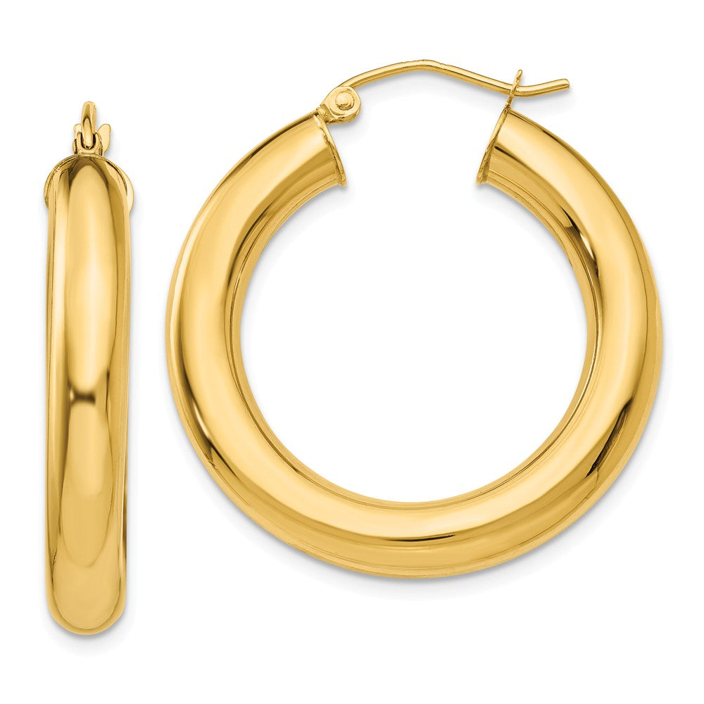 5mm, 14k Yellow Gold Classic Round Hoop Earrings, 30mm (1 1/8 Inch), Item E9406-30 by The Black Bow Jewelry Co.