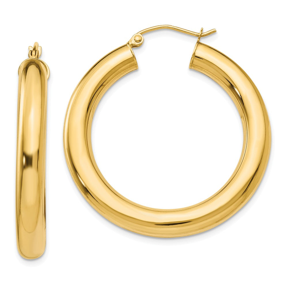 5mm, 14k Yellow Gold Classic Round Hoop Earrings, 35mm (1 3/8 Inch), Item E9406-35 by The Black Bow Jewelry Co.