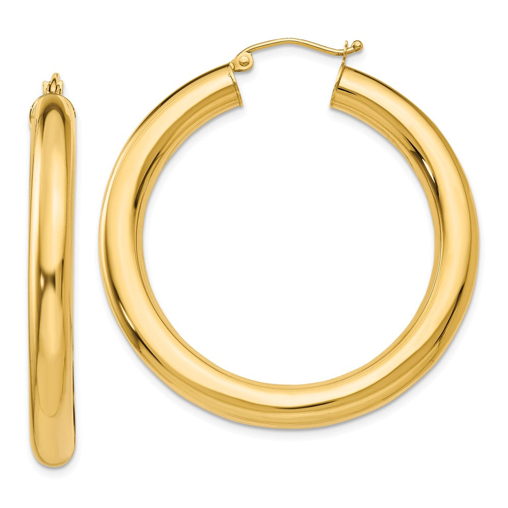 14K Yellow Gold Thick Large Tube Hoop Earrings, 40mm orders x 5mm