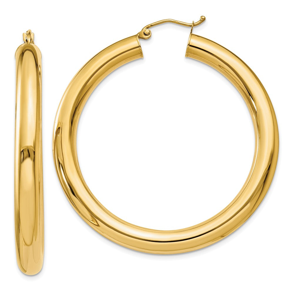 5mm, 14k Yellow Gold Classic Round Hoop Earrings, 45mm (1 3/4 Inch), Item E9407-45 by The Black Bow Jewelry Co.