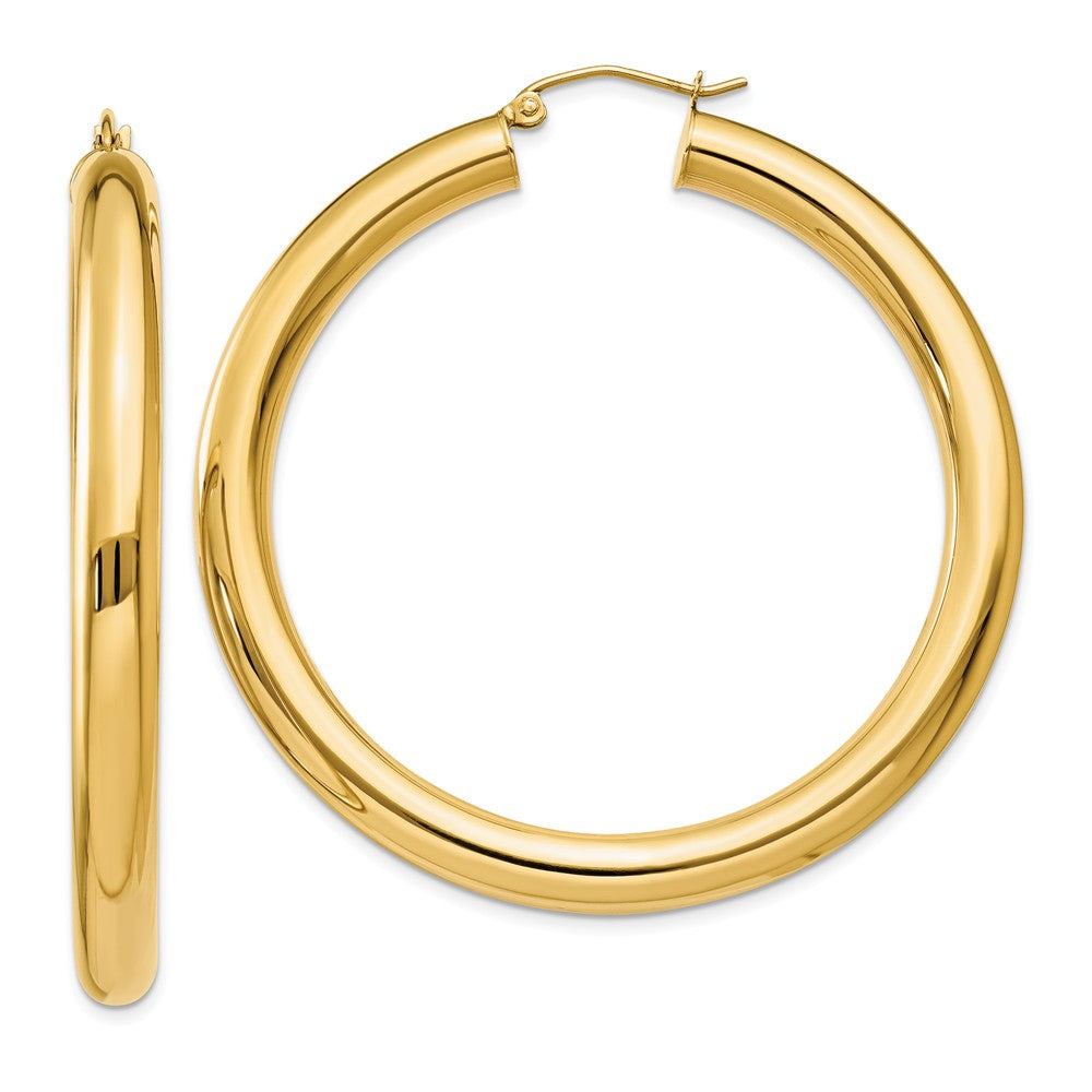 5mm, 14k Yellow Gold Classic Round Hoop Earrings, 50mm (1 7/8 Inch