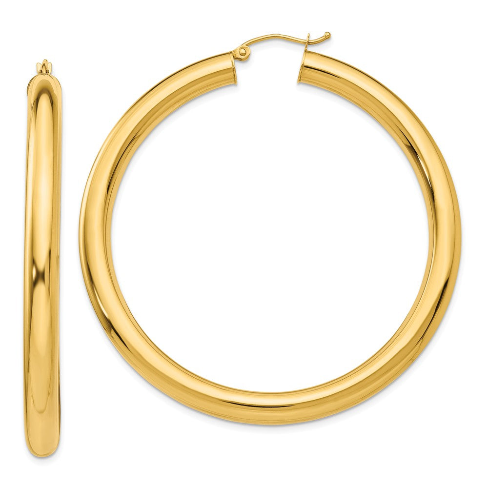 5mm, 14k Yellow Gold Classic Round Hoop Earrings, 55mm (2 1/8 Inch), Item E9407-55 by The Black Bow Jewelry Co.