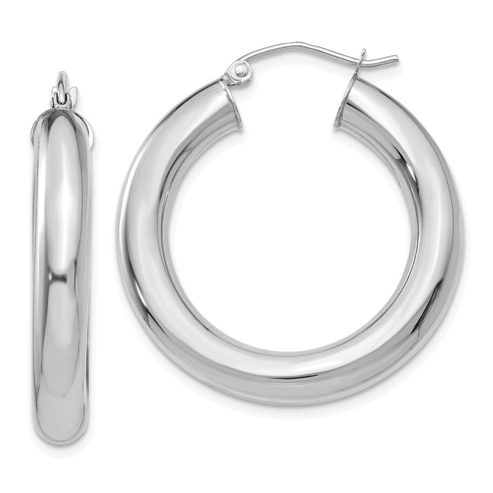 5mm, 14k White Gold Classic Round Hoop Earrings, 30mm (1 1/8 Inch), Item E9409-30 by The Black Bow Jewelry Co.