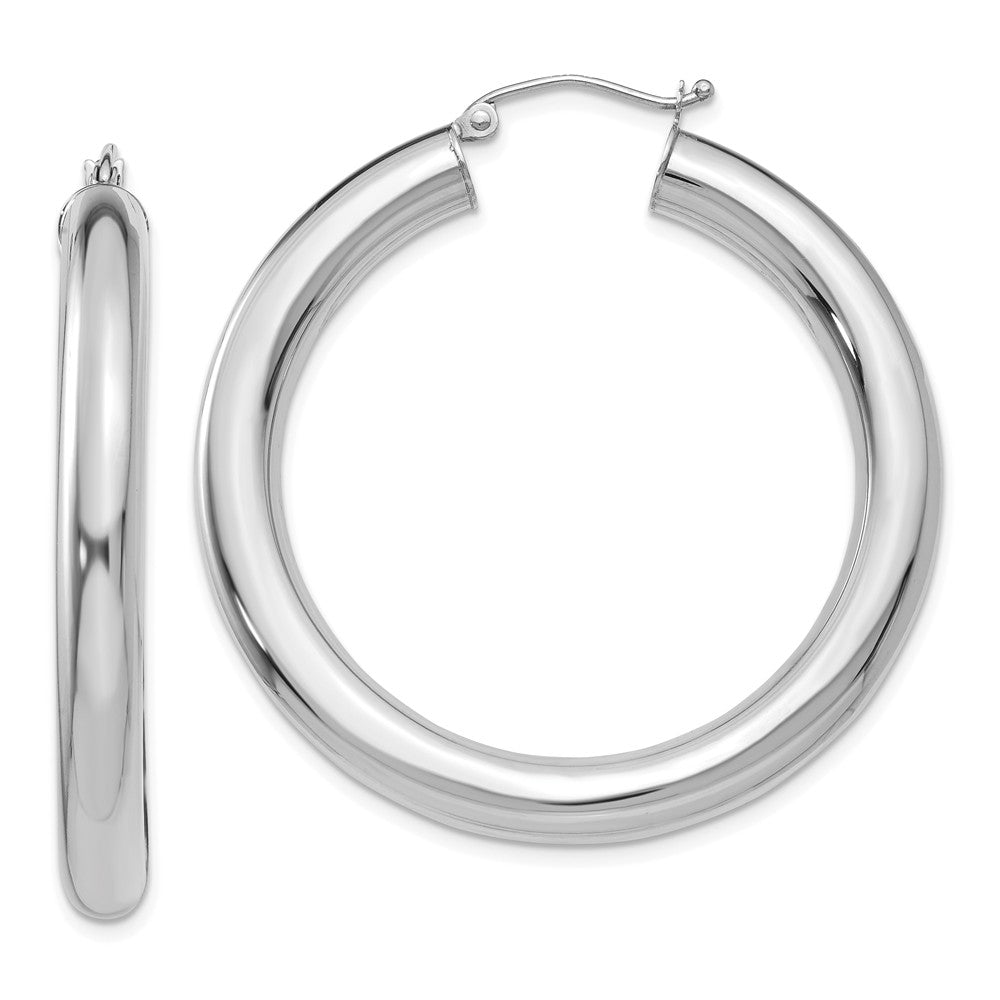 5mm, 14k White Gold Classic Round Hoop Earrings, 40mm (1 1/2 Inch), Item E9409-40 by The Black Bow Jewelry Co.