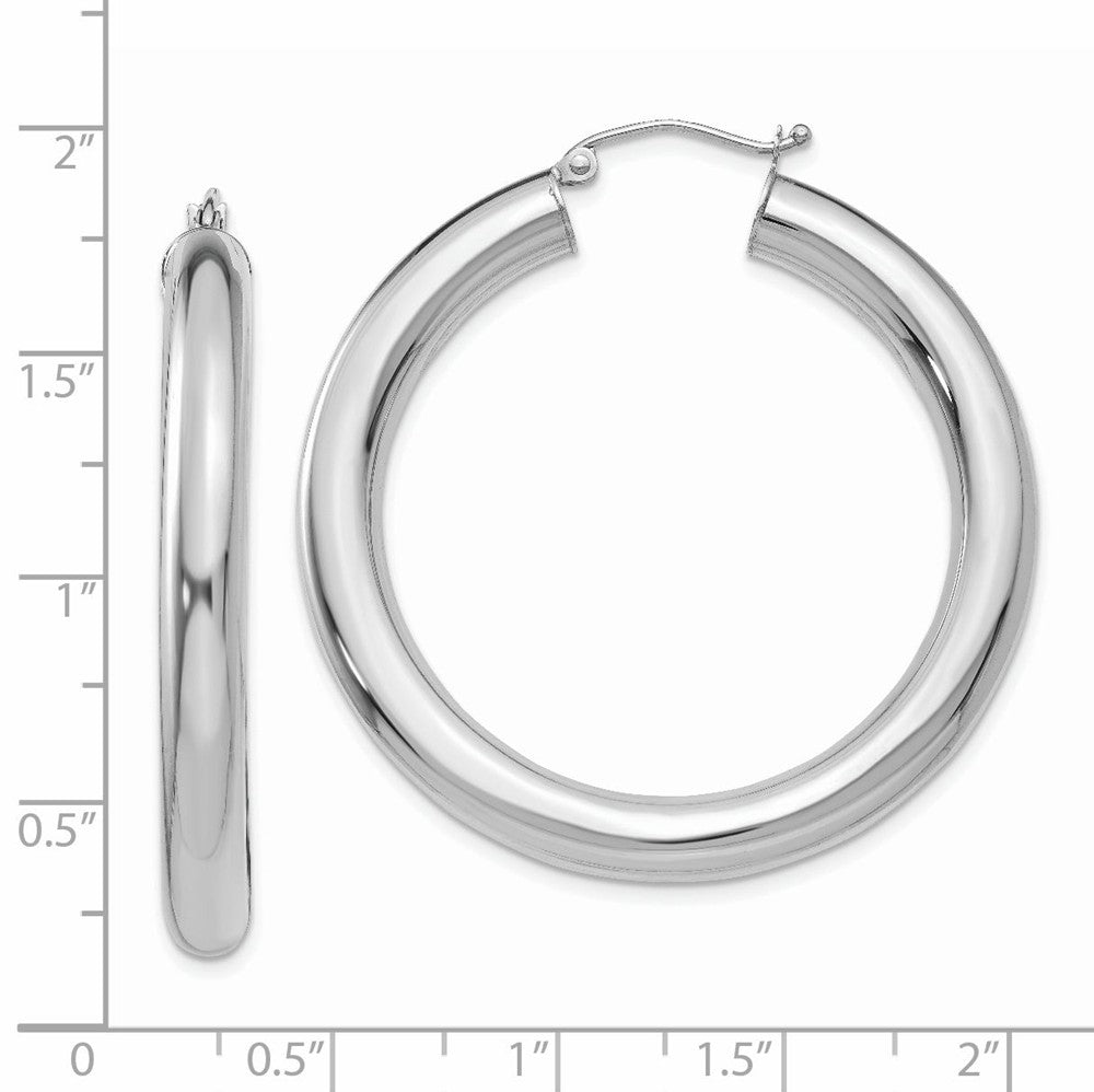 Alternate view of the 5mm, 14k White Gold Classic Round Hoop Earrings, 40mm (1 1/2 Inch) by The Black Bow Jewelry Co.