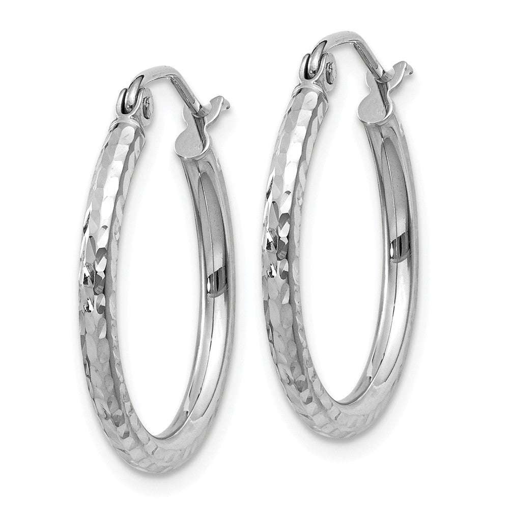 Alternate view of the 2mm, 14k White Gold Diamond-cut Hoops, 20mm (3/4 Inch) by The Black Bow Jewelry Co.