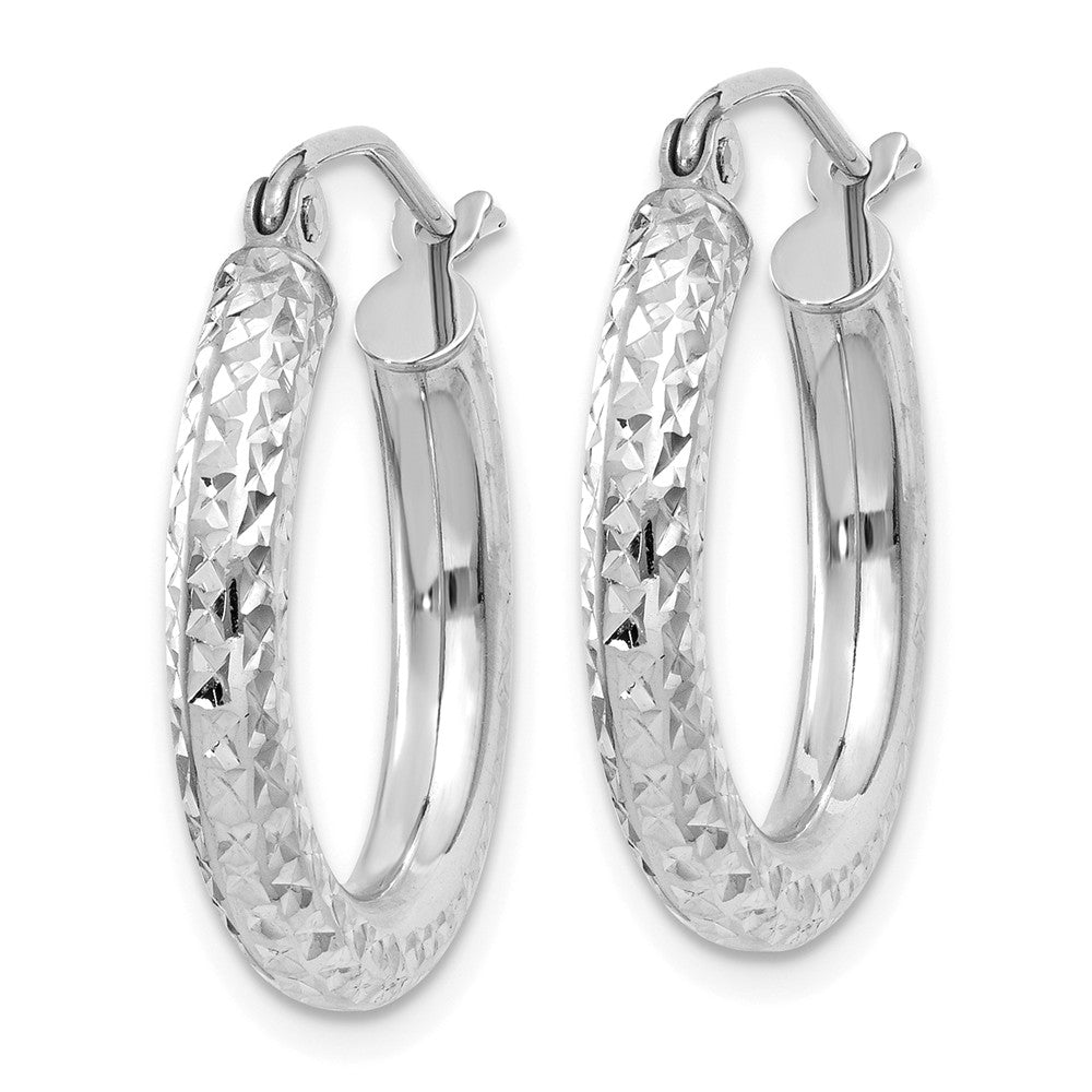 Alternate view of the 3mm, 14k White Gold Diamond-cut Hoops, 20mm (3/4 Inch) by The Black Bow Jewelry Co.