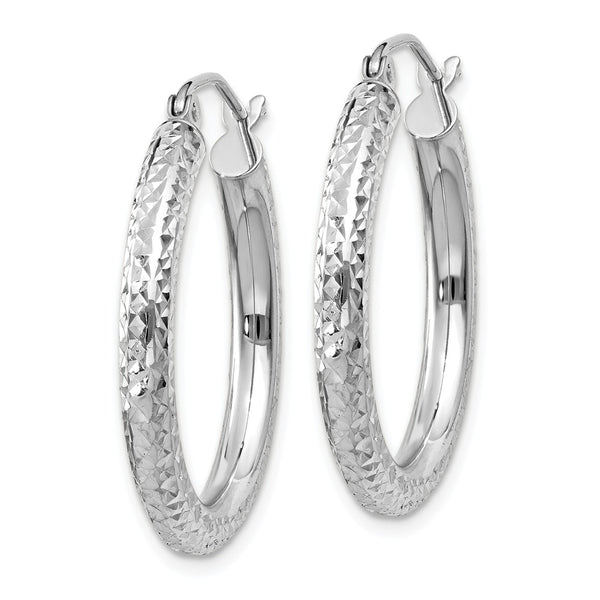 3mm, 14k White Gold Diamond-cut Hoops, 25mm (1 Inch) - The Black Bow ...