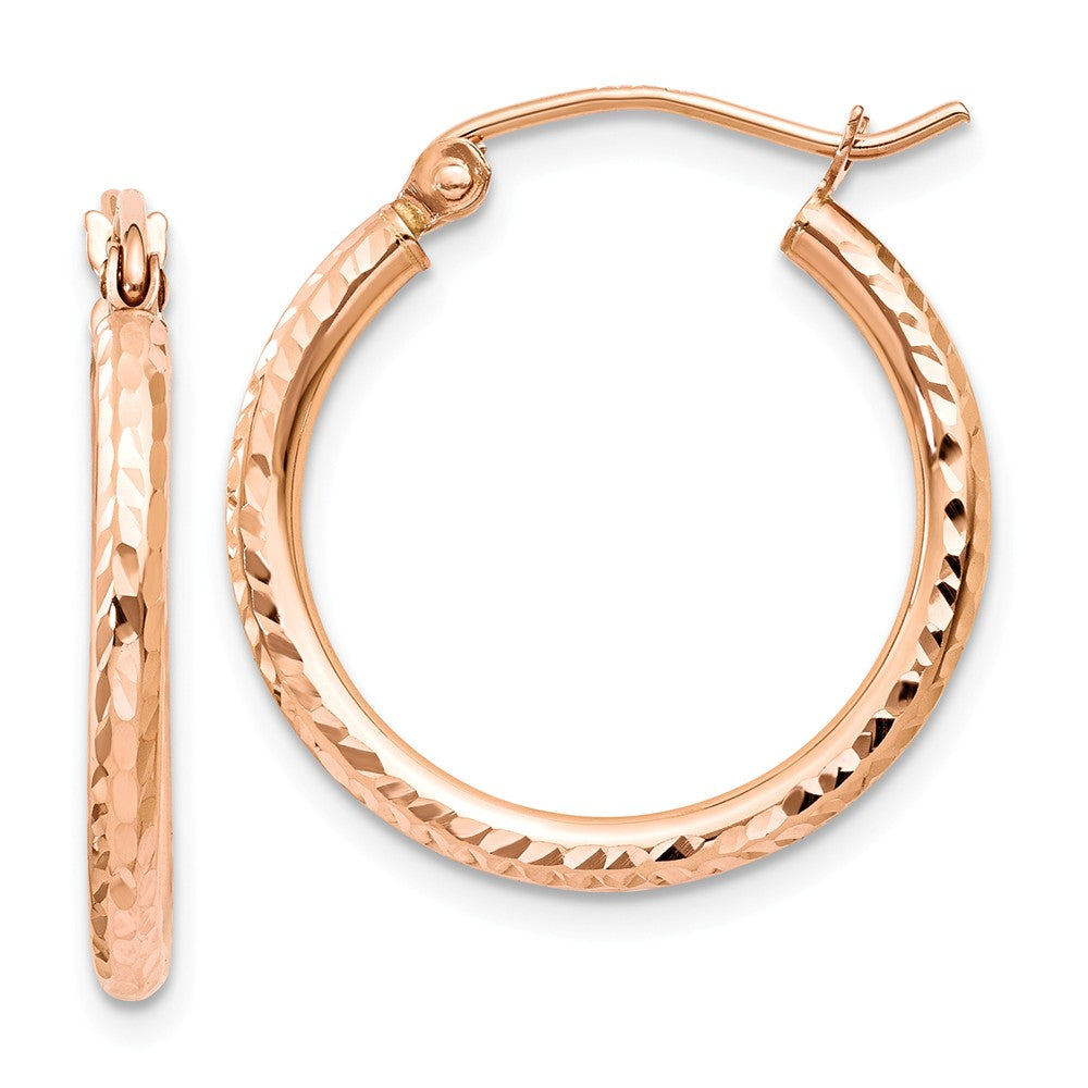 2mm, 14k Rose Gold Diamond-cut Hoops, 20mm (3/4 Inch), Item E9420-20 by The Black Bow Jewelry Co.