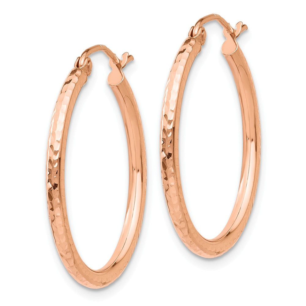 Alternate view of the 2mm, 14k Rose Gold Diamond-cut Hoops, 25mm (1 Inch) by The Black Bow Jewelry Co.