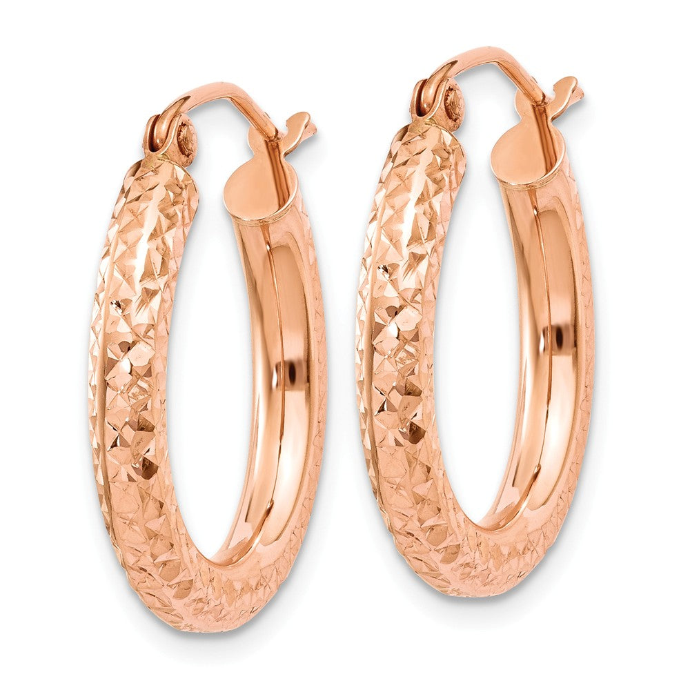 Alternate view of the 3mm, 14k Rose Gold Diamond-cut Hoops, 20mm (3/4 Inch) by The Black Bow Jewelry Co.