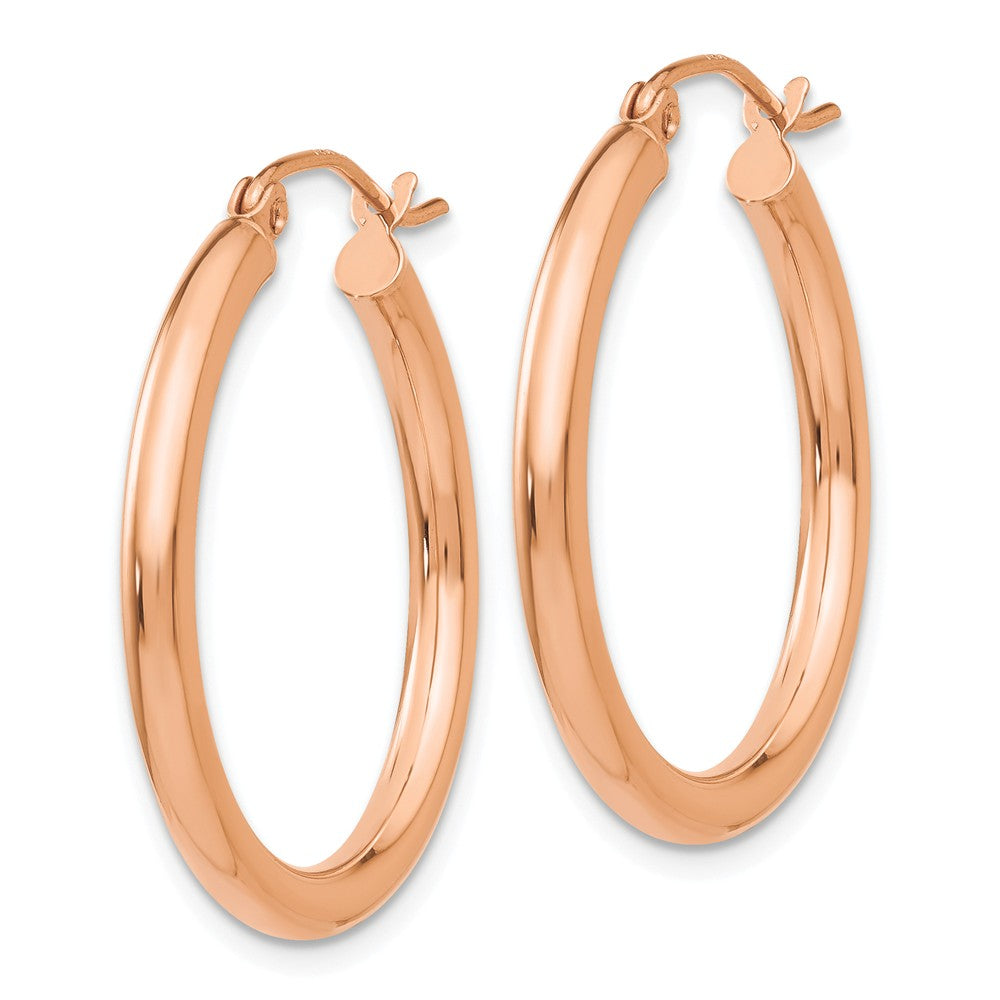Alternate view of the 2.5mm, 14k Rose Gold Polished Round Hoop Earrings, 25mm (1 Inch) by The Black Bow Jewelry Co.