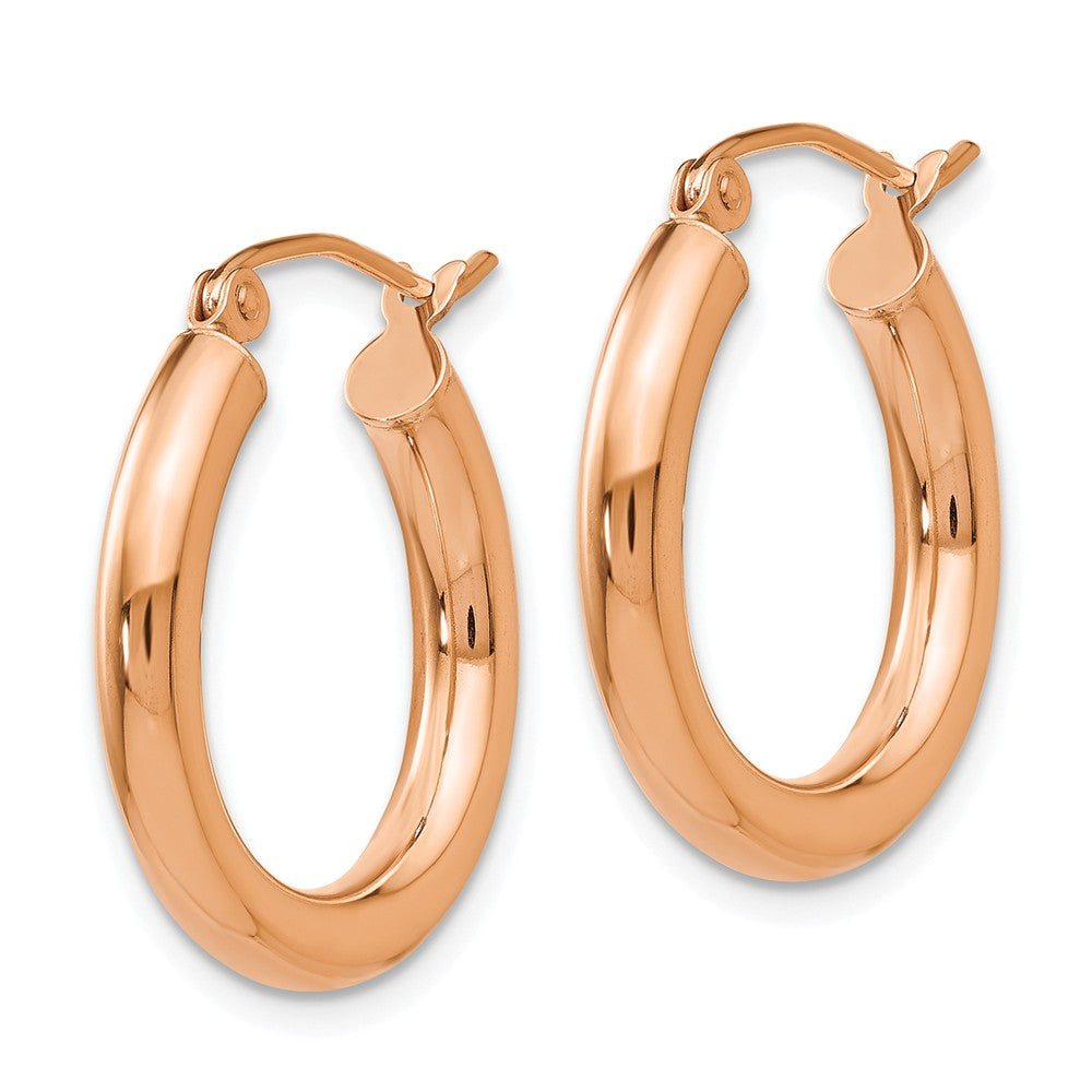 Alternate view of the 3mm, 14k Rose Gold Polished Round Hoop Earrings, 20mm (3/4 Inch) by The Black Bow Jewelry Co.