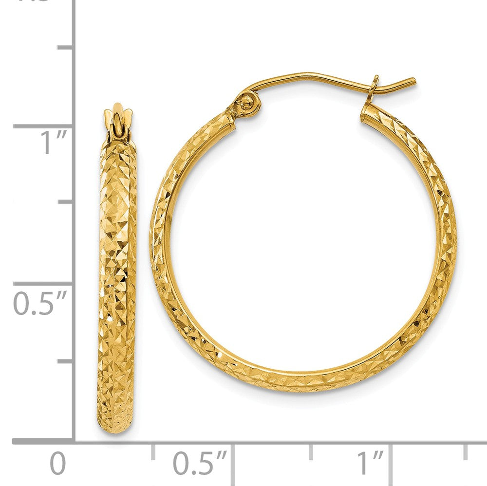 Alternate view of the 2.8mm, 14k Yellow Gold Diamond-cut Hoops, 25mm (1 Inch) by The Black Bow Jewelry Co.