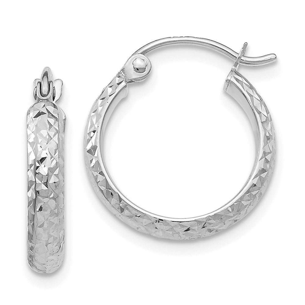 2.8mm, 14k White Gold Diamond-cut Hoops, 15mm (9/16 Inch), Item E9430-15 by The Black Bow Jewelry Co.