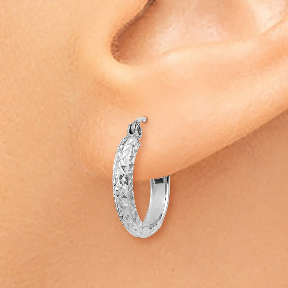 Alternate view of the 2.8mm, 14k White Gold Diamond-cut Hoops, 15mm (9/16 Inch) by The Black Bow Jewelry Co.
