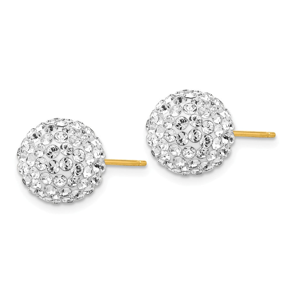 Alternate view of the 10mm Crystal Ball Earrings with a 14k Yellow Gold Post by The Black Bow Jewelry Co.