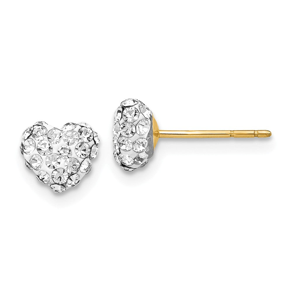 6mm Crystal Heart Earrings with a 14k Yellow Gold Post, Item E9444 by The Black Bow Jewelry Co.