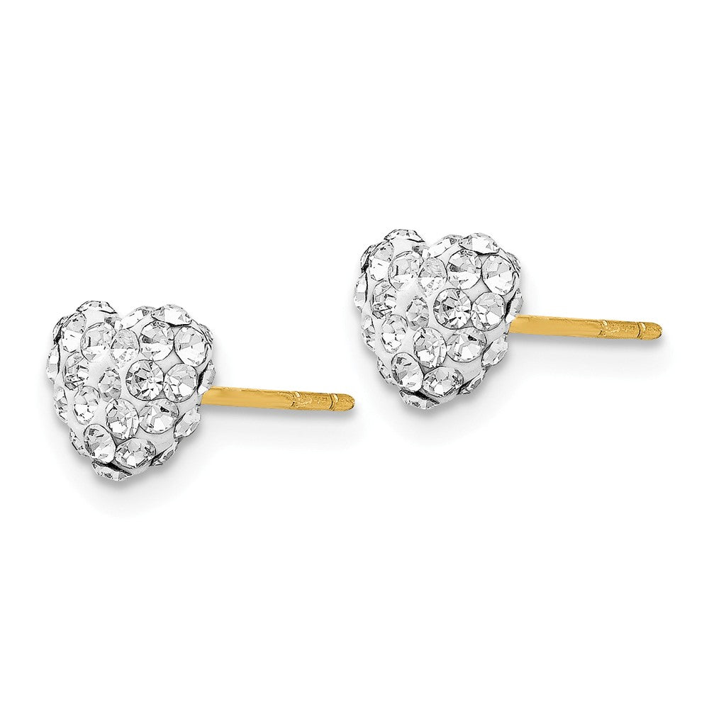 Alternate view of the 6mm Crystal Heart Earrings with a 14k Yellow Gold Post by The Black Bow Jewelry Co.