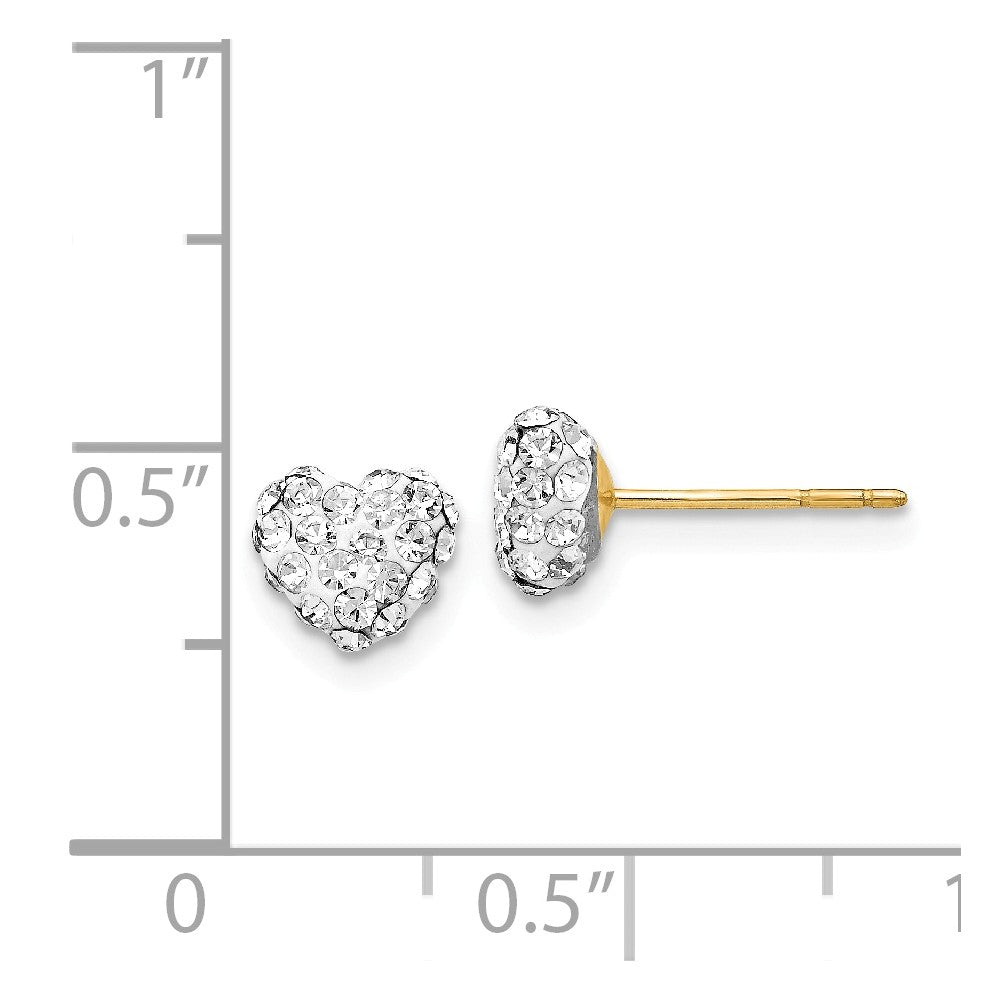 Alternate view of the 6mm Crystal Heart Earrings with a 14k Yellow Gold Post by The Black Bow Jewelry Co.