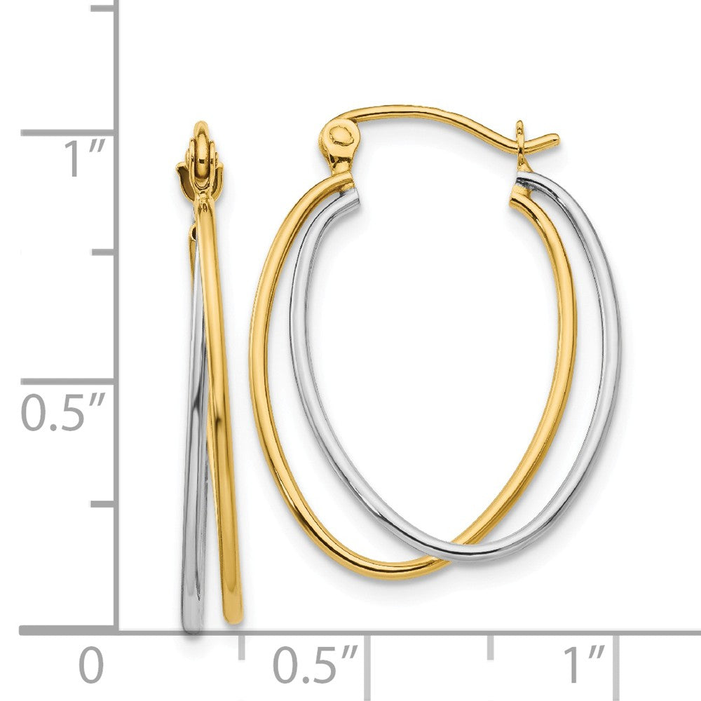 Alternate view of the Double Oval Hoop Earrings in 14k Two Tone Gold by The Black Bow Jewelry Co.