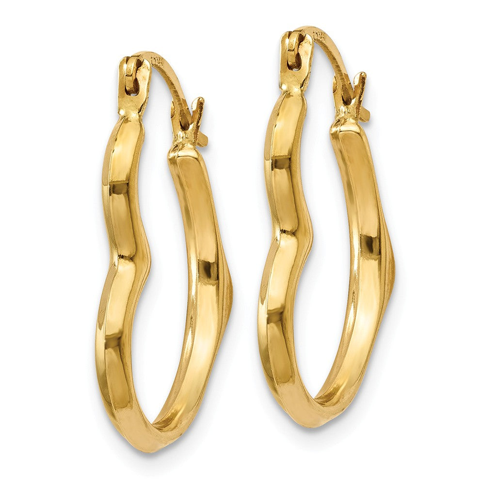 Alternate view of the Sideways Heart Hoop Earrings in 14k Yellow Gold by The Black Bow Jewelry Co.