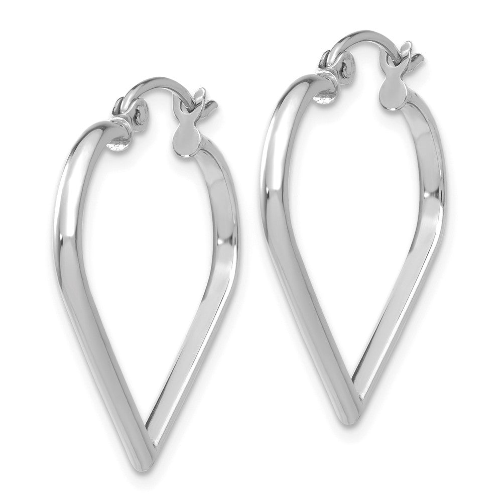 Alternate view of the 2mm, 14k White Gold Heart Hoop Earrings by The Black Bow Jewelry Co.