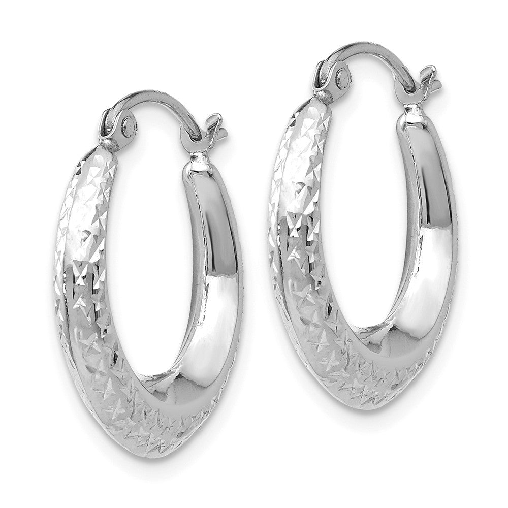 Alternate view of the Textured Hollow Round Hoop Earrings in 14k White Gold by The Black Bow Jewelry Co.
