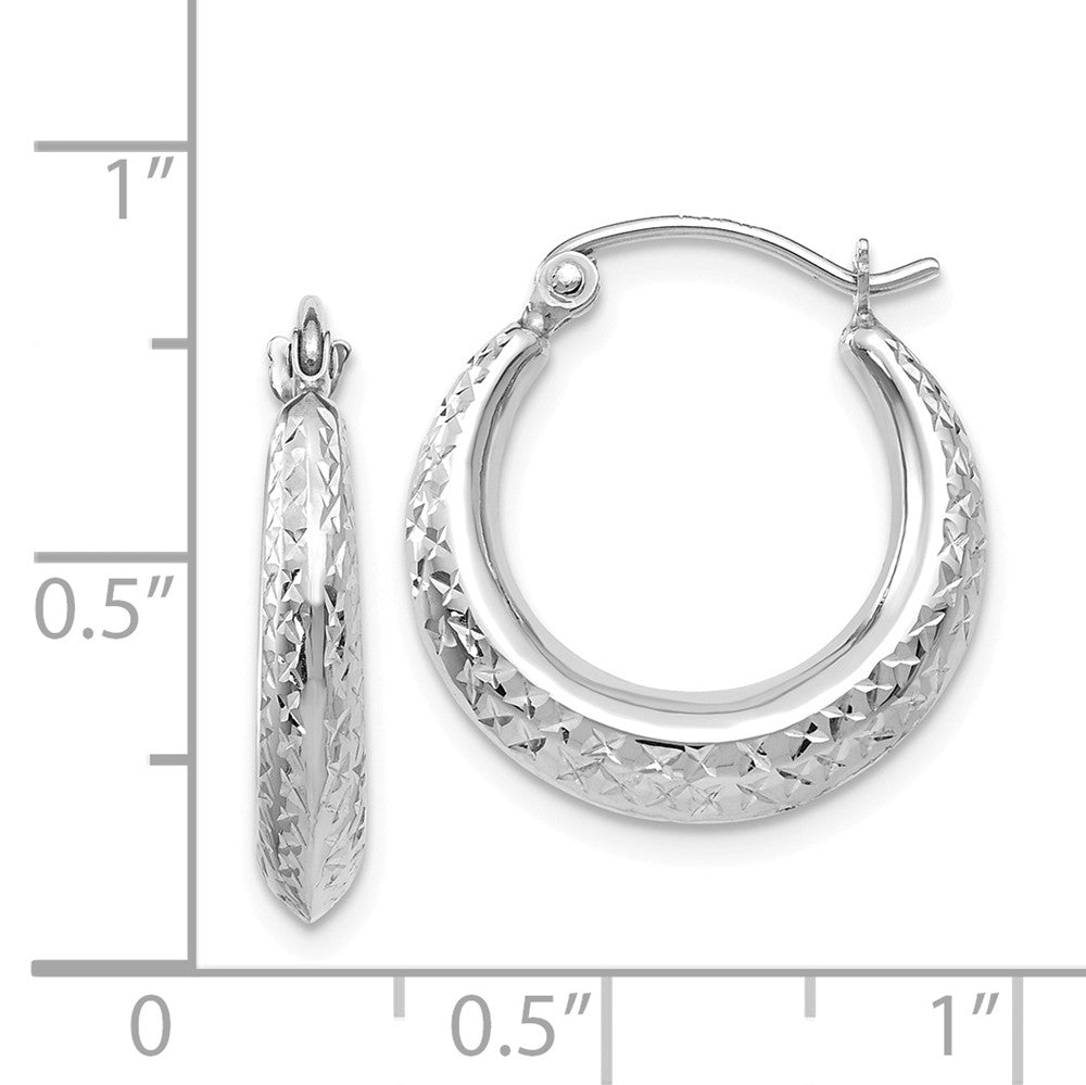 Alternate view of the Textured Hollow Round Hoop Earrings in 14k White Gold by The Black Bow Jewelry Co.