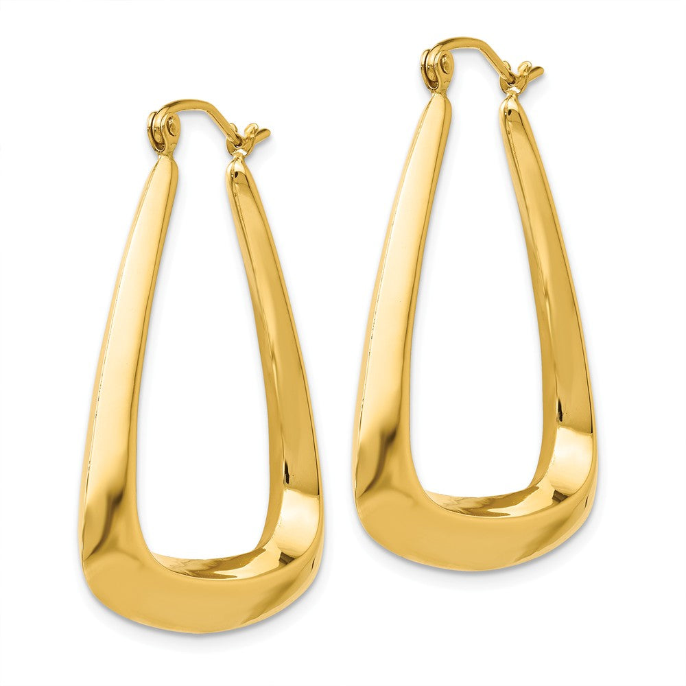 Alternate view of the Large Triangular Hoop Earrings in 14k Yellow Gold by The Black Bow Jewelry Co.