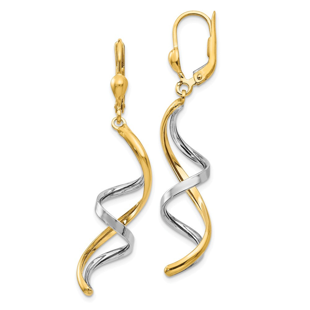 Spiral Lever Back Earrings in 14k Two-tone Gold, Item E9604 by The Black Bow Jewelry Co.