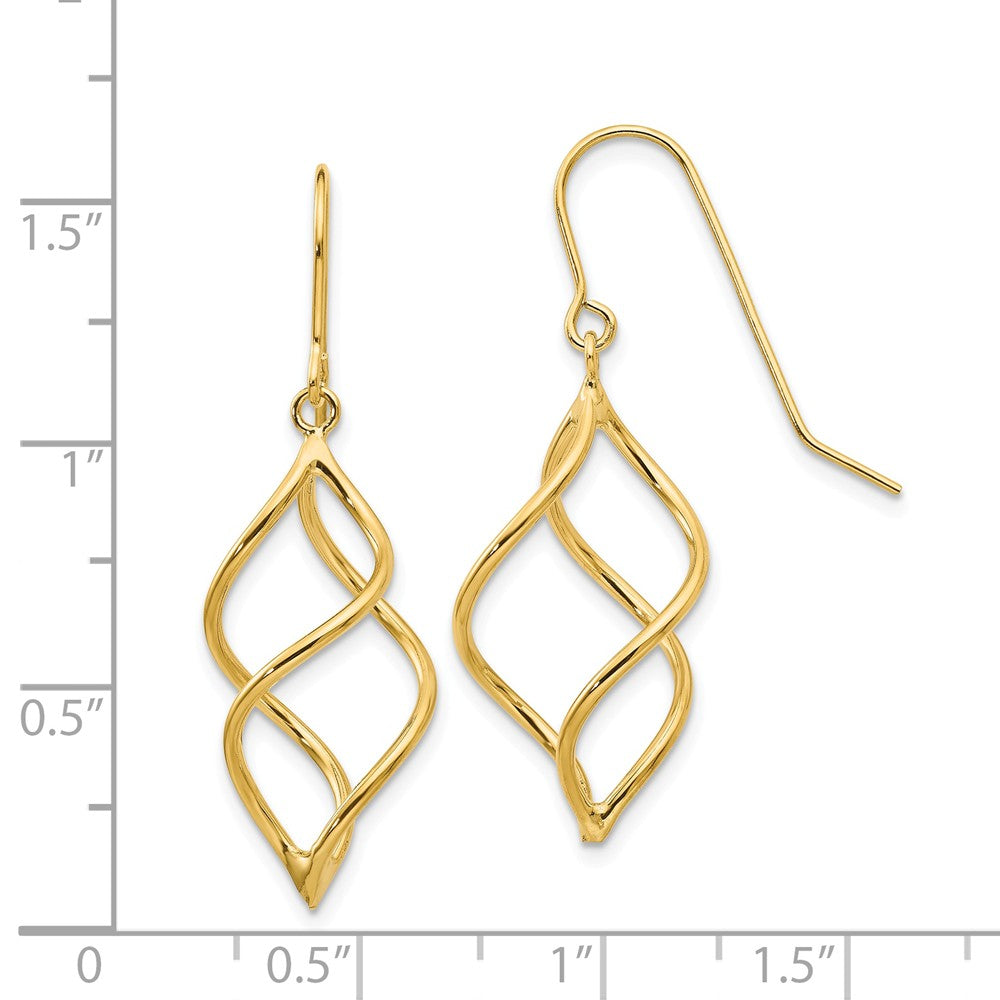 Alternate view of the Short Twisted Dangle Earrings in 14k Yellow Gold by The Black Bow Jewelry Co.