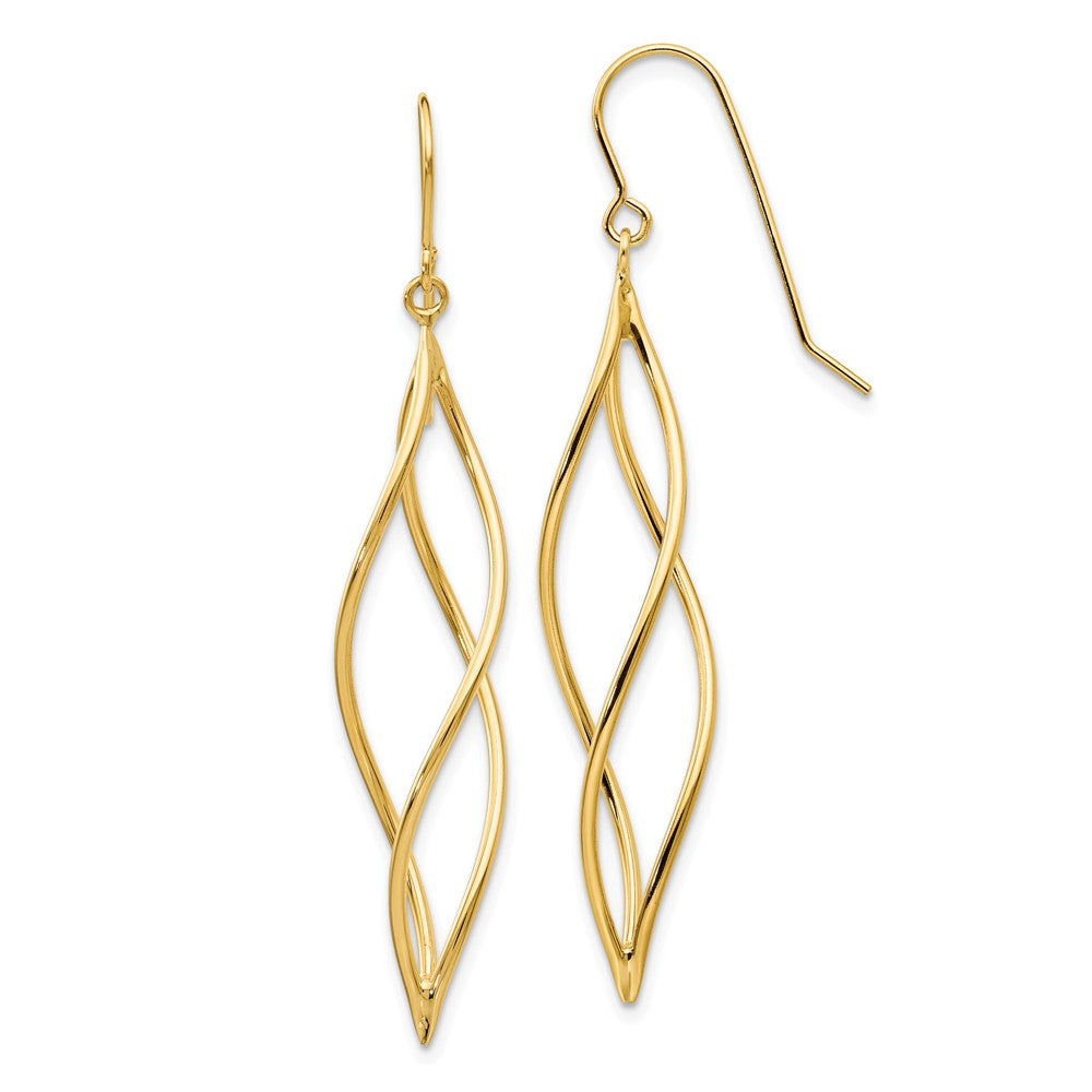 Long Twisted Dangle Earrings in 14k Yellow Gold, Item E9628 by The Black Bow Jewelry Co.