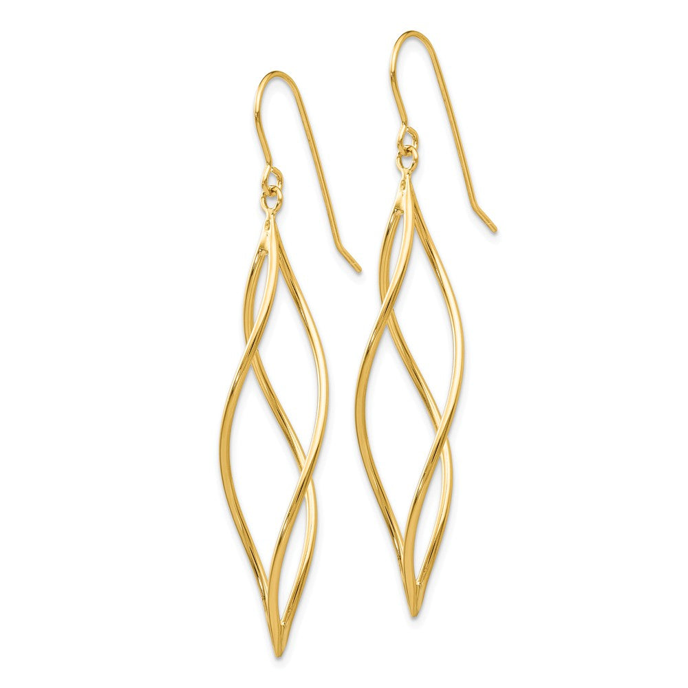 Alternate view of the Long Twisted Dangle Earrings in 14k Yellow Gold by The Black Bow Jewelry Co.