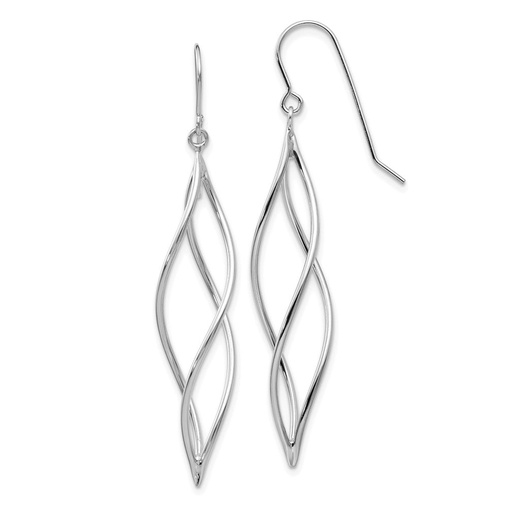 Long Twisted Dangle Earrings in 14k White Gold, Item E9629 by The Black Bow Jewelry Co.